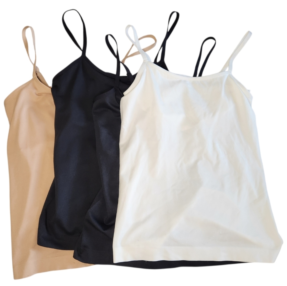 Carole Hochman Seamless Camisole Bundle (4) Neutral Black White Nude Stretch Tan